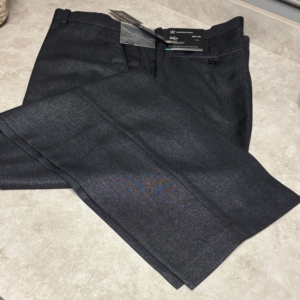 INC International Concepts Milan Slim Fit Dress Pants - Charcoal